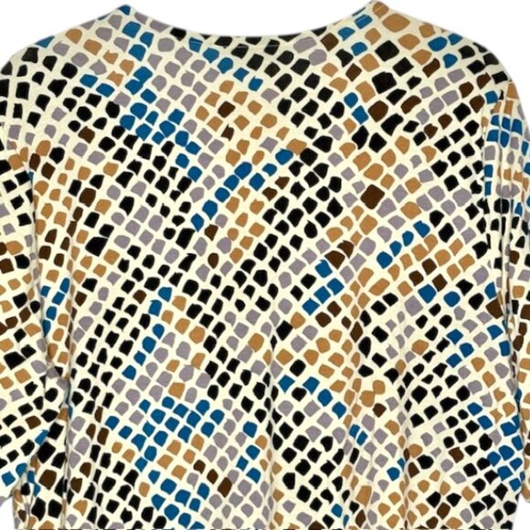 Liverpool Lapis Snake Top Short Sleeve V-Neck Knit Top - Blue/Brown/Gold - XL - Picture 6 of 9